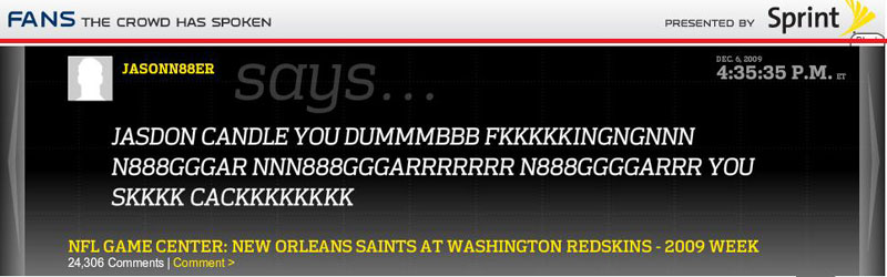 Illustration for article titled NFL.com Gives The Fans A (Stupid, Racist) Voice